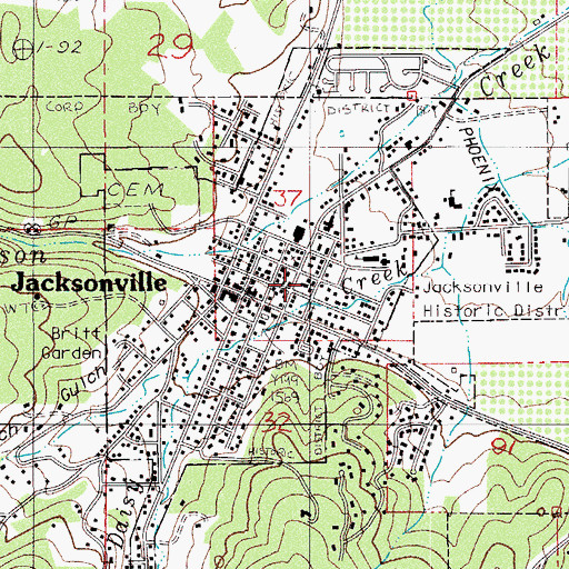 Topographic Map of Jacksonville Children's Museum, OR