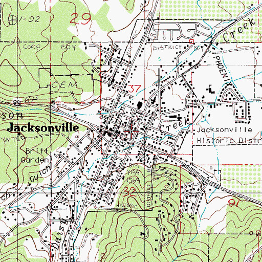 Topographic Map of Jacksonville Museum, OR