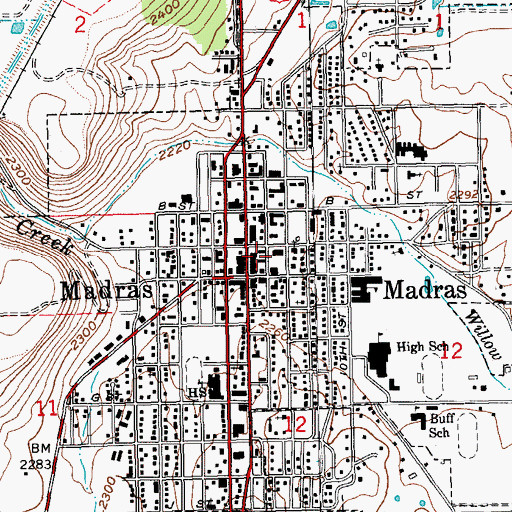 Topographic Map of Jefferson County Circuit Court, OR