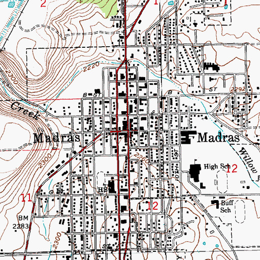 Topographic Map of Jefferson County Museum, OR