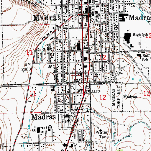 Topographic Map of Jefferson County Public Health Department Office, OR