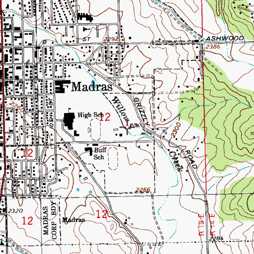 Topographic Map of Jefferson County Public Works, OR