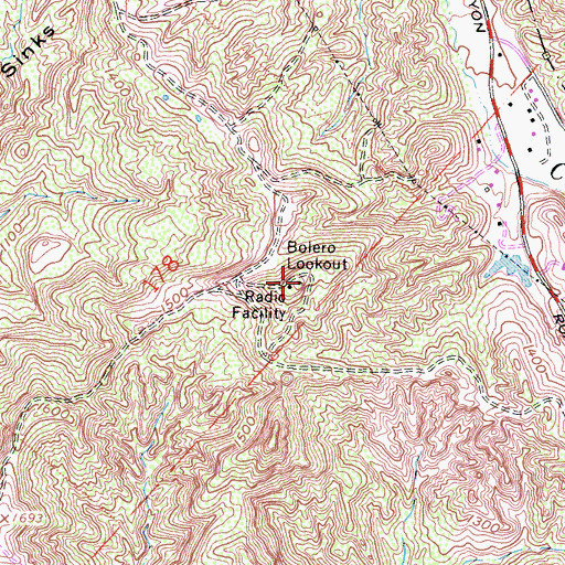 Topographic Map of Bolero Lookout, CA