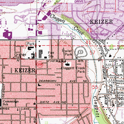 Topographic Map of Keizer City Hall, OR