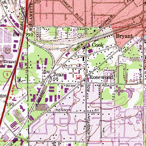 Topographic Map of Lake Oswego Public Works, OR