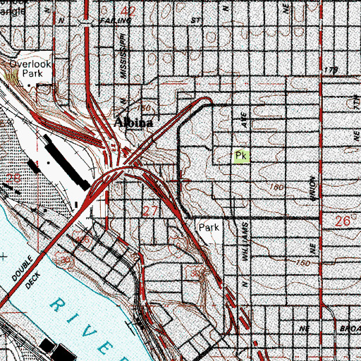 Topographic Map of Legacy Emanuel Hospital Heliport 2, OR