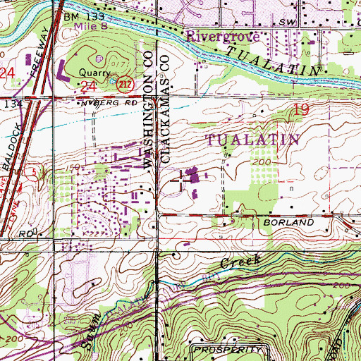 Topographic Map of Legacy Meridian Park Medical Center Blood Bank, OR