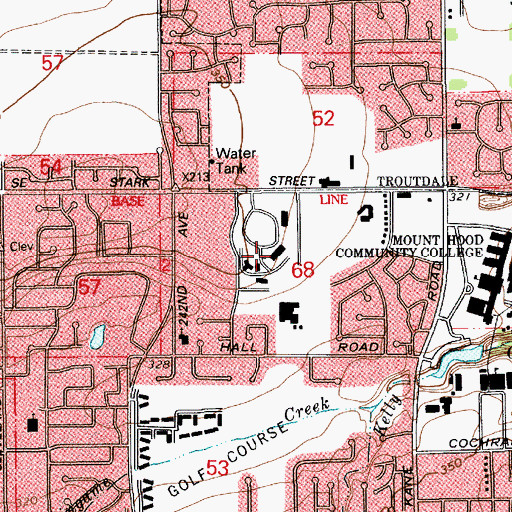 Topographic Map of Legacy Mount Hood Medical Center Blood Bank, OR