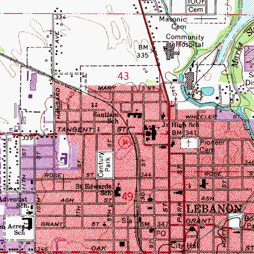 Topographic Map of Linn County Justice Center Municipal Court, OR