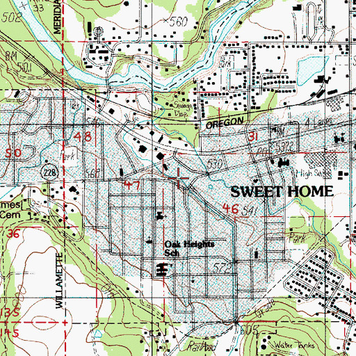 Topographic Map of Linn County Justice Court Sweet Home, OR