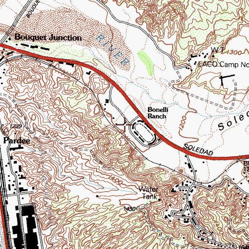 Topographic Map of Bonelli Ranch, CA