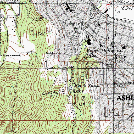 Topographic Map of Lithia Park Butler Bandshell, OR
