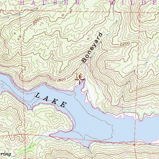 Topographic Map of Boneyard Canyon, CA