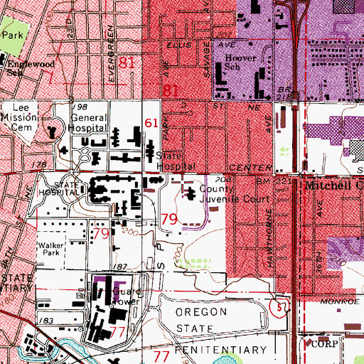 Topographic Map of Marion County Circuit Court Juvenile Department Court, OR