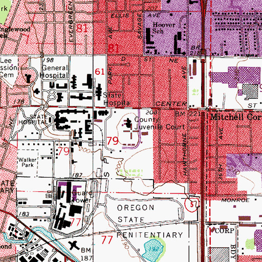 Topographic Map of Marion County Health Department Office, OR