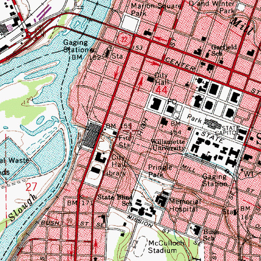 Topographic Map of Marion County Law Library, OR