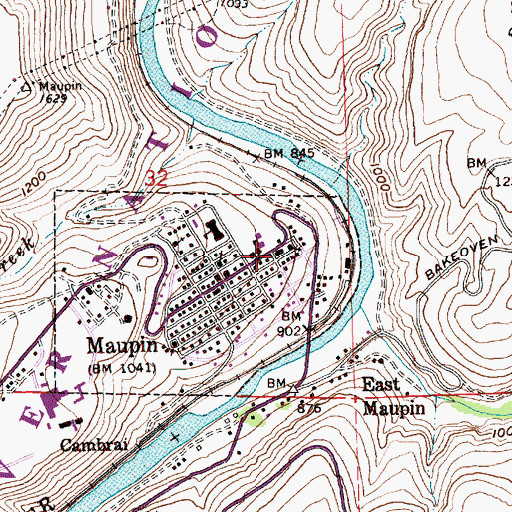 Topographic Map of Maupin Public Works, OR