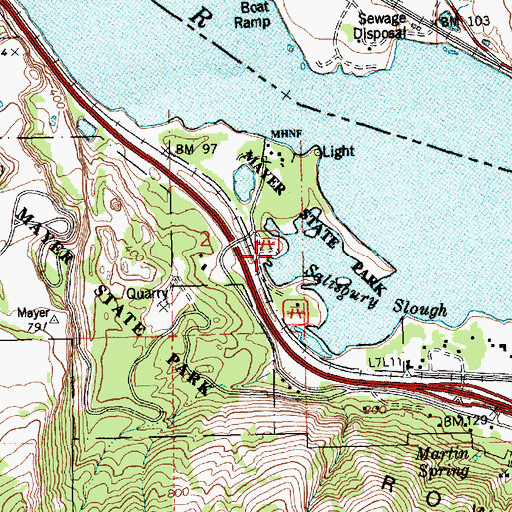 Topographic Map of Mayer State Park Boat Ramp, OR