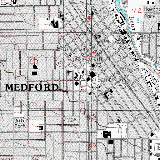 Topographic Map of Medford City Hall, OR