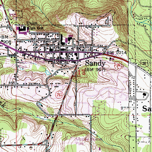 Topographic Map of Meining Park Amphitheater, OR