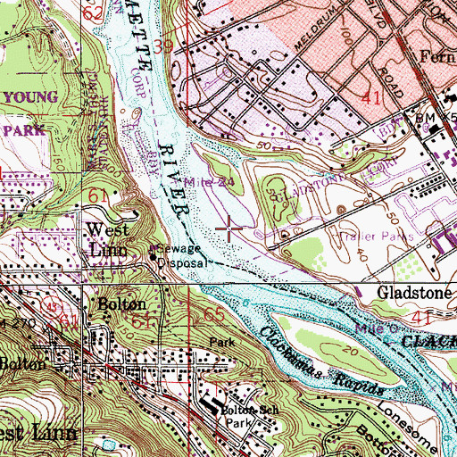 Topographic Map of Meldrum Bar Park Boat Ramp, OR