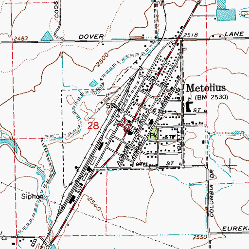 Topographic Map of Metolius Municipal Court, OR