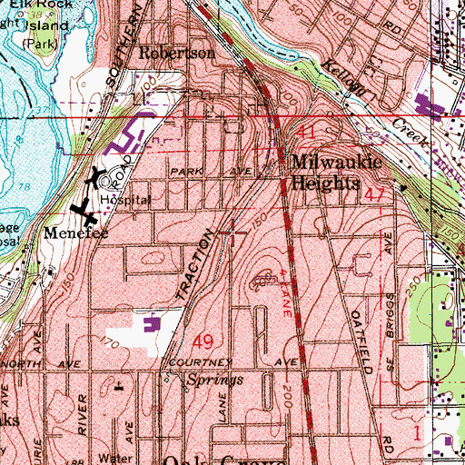 Topographic Map of Milwaukie Elks Lodge Park and Ride, OR