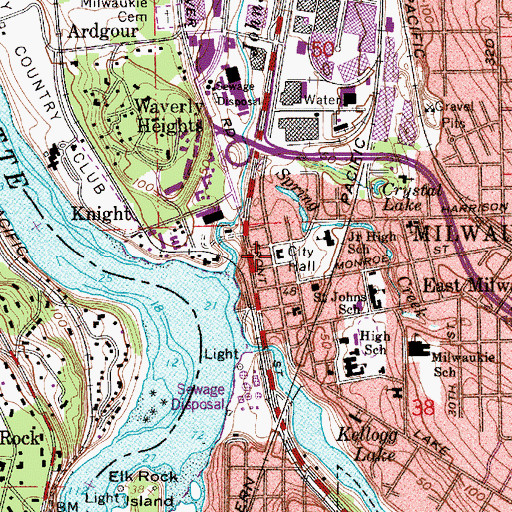 Topographic Map of Milwaukie Municipal Court, OR