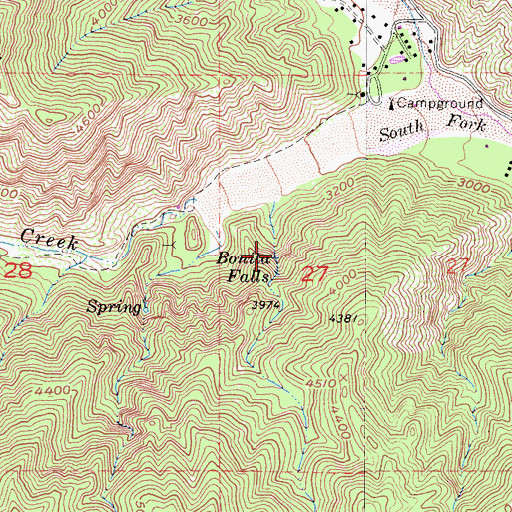Topographic Map of Bonita Falls, CA