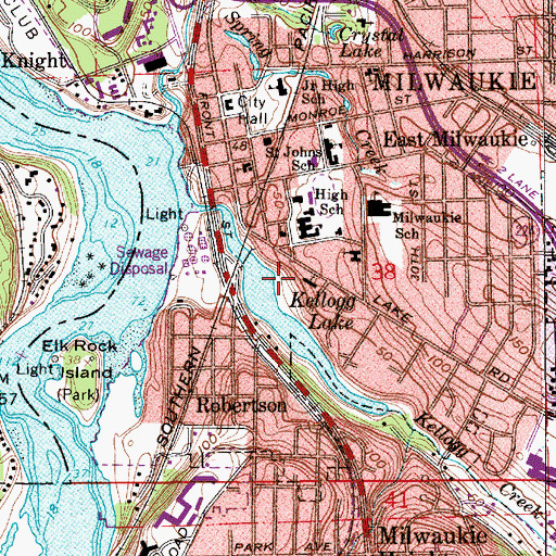 Topographic Map of Milwaukie Presbyterian Church Park and Ride, OR