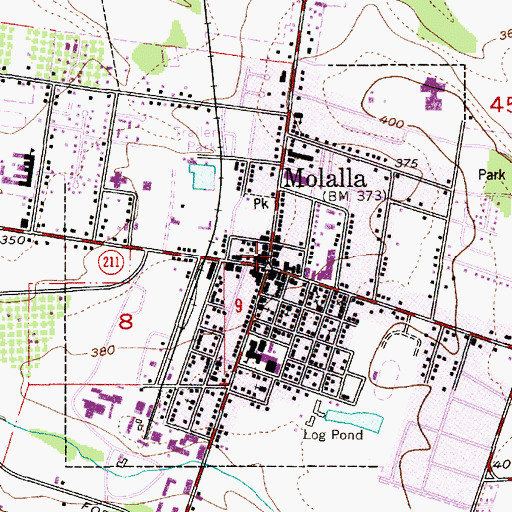 Topographic Map of Molalla City Hall, OR