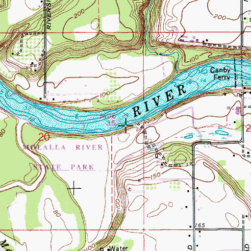 Topographic Map of Molalla River State Park Boat Ramp, OR