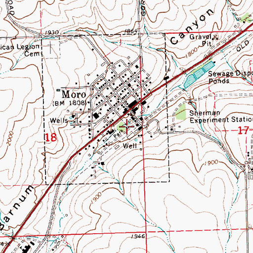 Topographic Map of Moro Public Works, OR