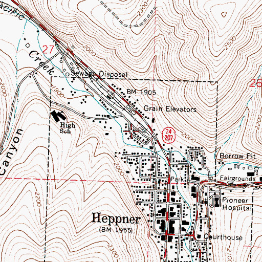 Topographic Map of Morrow County Agriculture Museum, OR