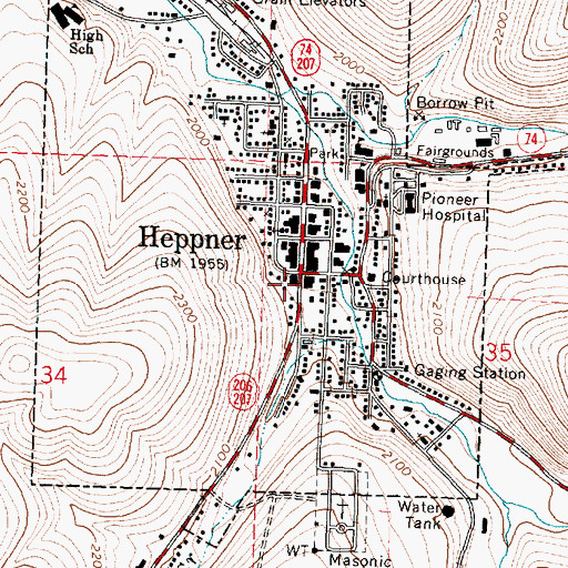 Topographic Map of Morrow County Health Department Office, OR