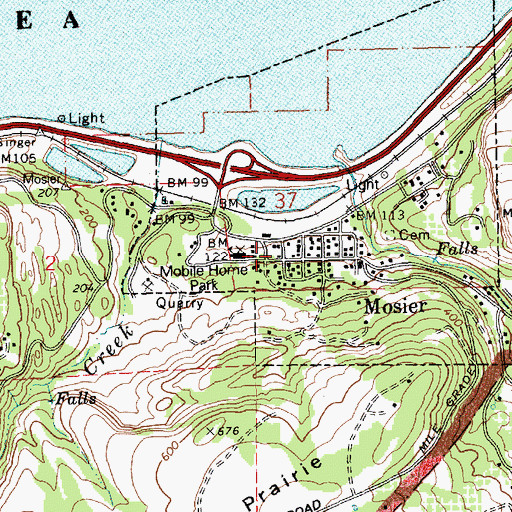 Topographic Map of Mosier City Hall, OR