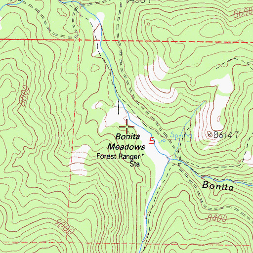 Topographic Map of Bonita Meadows, CA