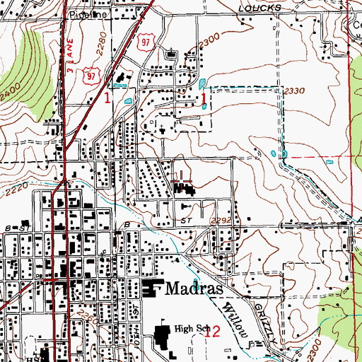Topographic Map of Mountain View Hospital Heliport, OR