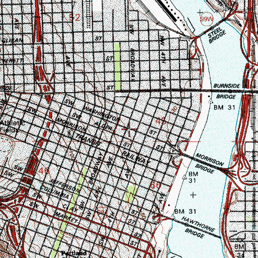 Topographic Map of Multnomah County Health Department Blood Bank, OR
