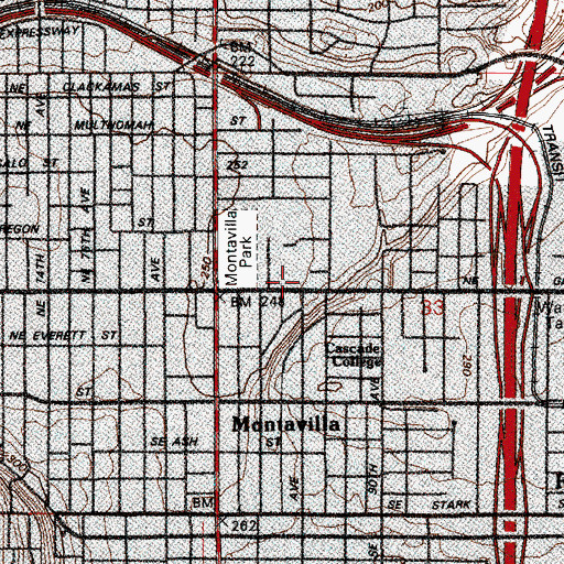 Topographic Map of Multnomah University, OR