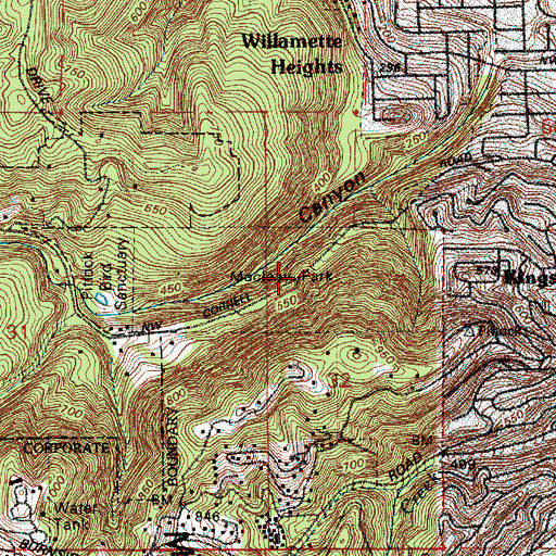 Topographic Map of Northwest Cornell Road Tunnel 2 B - 127, OR