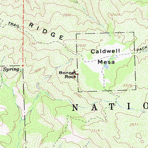 Topographic Map of Bonnet Rock, CA