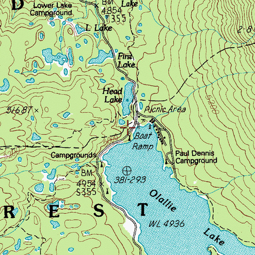 Topographic Map of Olallie Lake Campground Boat Ramp, OR