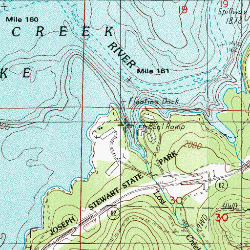 Topographic Map of Joseph Stewart State Park Boat Ramp, OR