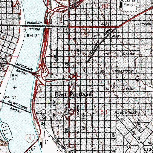 Topographic Map of Oregon Ballet Theatre, OR