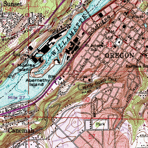 Topographic Map of Oregon City Public Works, OR
