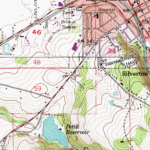 Topographic Map of Oregon Garden Amphitheatre, OR