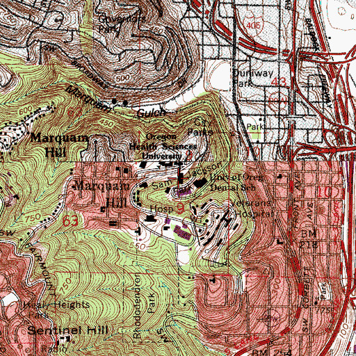 Topographic Map of Oregon Health Sciences University C - Wing Heliports, OR