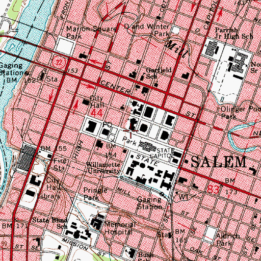 Topographic Map of Oregon State Library, OR