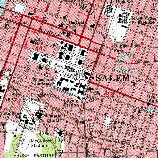 Topographic Map of Oregon State Supreme Court, OR
